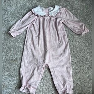 Long pink gingham bubble with “E” Monogram